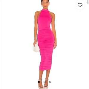Superdown Mallory High Neck Dress in Hot Pink XS